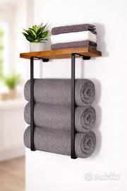 MENSOLA IN LEGNO PORTA ASCIUGAMANI - NUOVA!