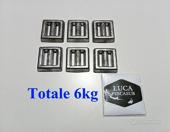 6 piombi sub artigianali NUOVI da 1kg ciascuno