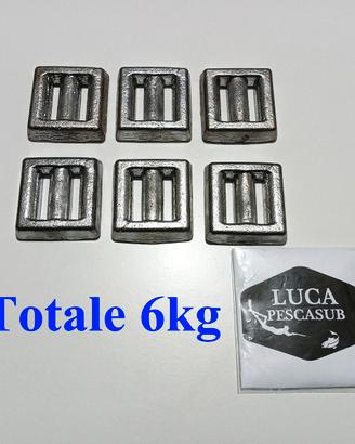 6 piombi sub artigianali NUOVI da 1kg ciascuno