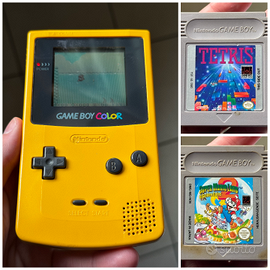 GameBoy Color giallo + Tetris + Super Mario Land 2
