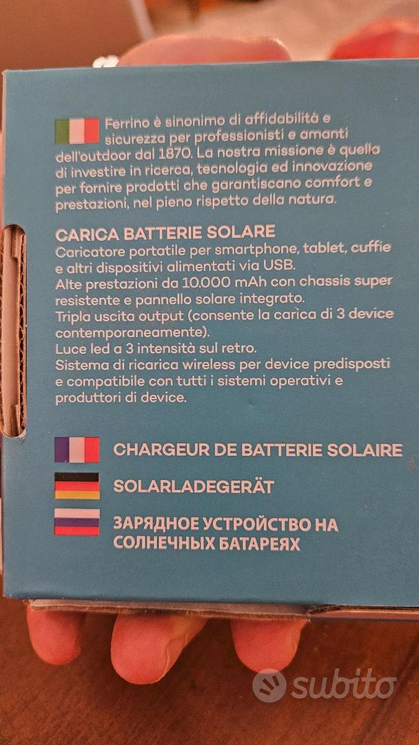 Power Bank Energia Solare Ferrino 10000 mAh - Telefonia In vendita a  L'Aquila