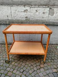Carrello in vimini design vintage 