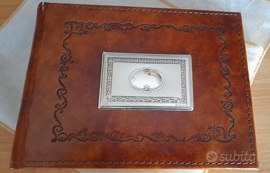 Album foto in pelle artigianale e placca argento