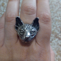 Anello Argento Gatto Sphynx