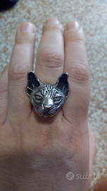 Anello Argento Gatto Sphynx