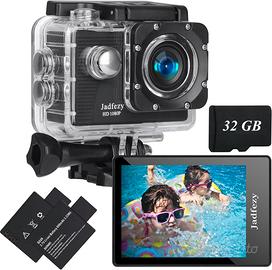 Jadfezy Action Cam 1080P con Scheda da 32 GB Imper