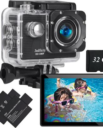 Jadfezy Action Cam 1080P con Scheda da 32 GB Imper