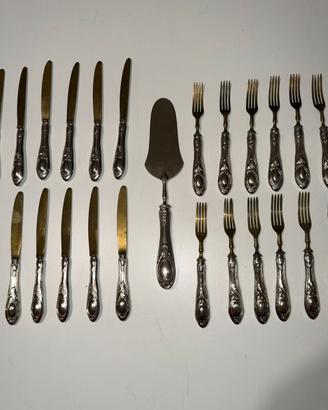 Set 24 posate solingen acciaio e argento 800