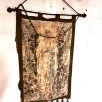 Antico Stendardo sacro Madonna arte sacra icona