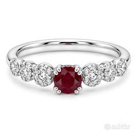 Anello veretta con Rubini e diamanti