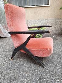 poltrona reclinabile design anni 50 da restaurare 