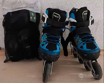Roller bambino azzurro bianco OXELO + protezioni