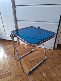 Tavolino Pieghevole  – Acciaio e Plexiglass Blu