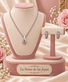 Parure argento 925 zirconi o zaffiri sintetici