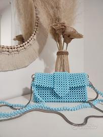 Borsa gioiello da cerimonia azzurra handmade 
