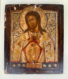 Icona antica Cristo Sommo Sacerdote 27x31 cm