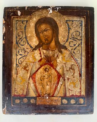 Icona antica Cristo Sommo Sacerdote 27x31 cm