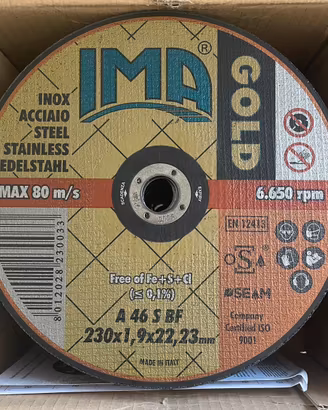 Dischi abrasivi da taglio misure - 230x1,9x22,23mm