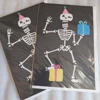 2 Biglietti solo cartolina Halloween / teschio 