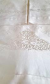 Set matrimoniale in puro lino e pizzo Cantù