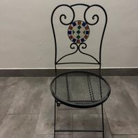 Sedia in ferro battuto con mosaico