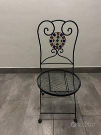 Sedia in ferro battuto con mosaico
