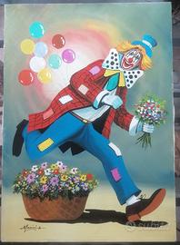 Quadro originale olio su tela – Clown – A. Manini