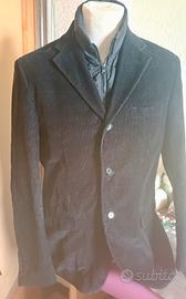 Giacca blazer velluto nero Uomo con gilet interno