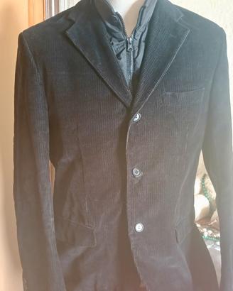 Giacca blazer velluto nero Uomo con gilet interno