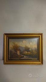 Quadro a olio con cornice dorata 