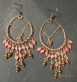 orecchini stile etnico agata, acciaio 