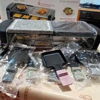 raclette con griglia  e piastra in pietra naturale