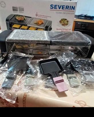 raclette con griglia  e piastra in pietra naturale