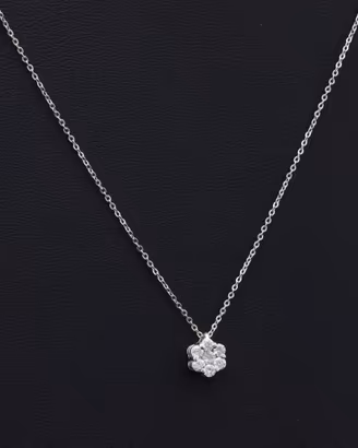 COLLANA ORO 18KT PENDENTE FIORE DI DIAMANTI 0.23CT
