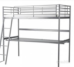 Letto a soppalco Ikea in ferro 140x200.
