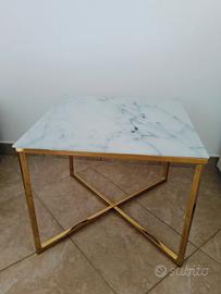 Tavolino da salotto design Marmo e Oro Moderno