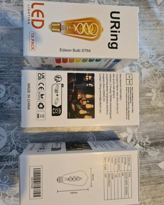 URing 3 pezzi Lampadina LED E27 Vintage Edison

