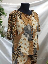 Vestito donna completo 2 pezzi top camicia e gonna