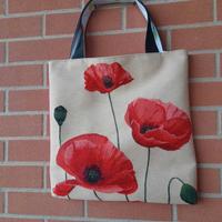 Borsa in tessuto disegno papaveri