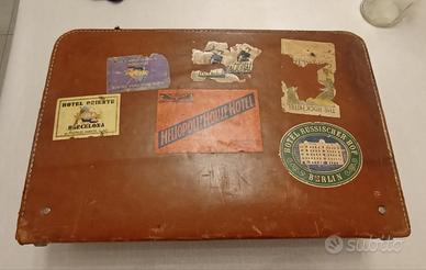 Valigia vintage, originale anni 30, cuoio 