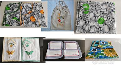 NUOVE Tovaglie x 8, x colazione, grembiule, sacco