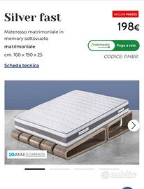 Materasso matrimoniale a molle + memory