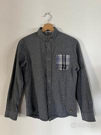 Camicia usata uomo grigia con taschino “scozzese”