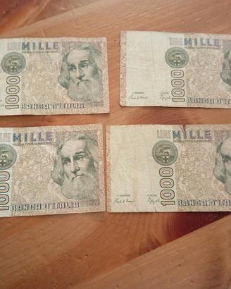 4 banconote Marco Polo 1000 lire