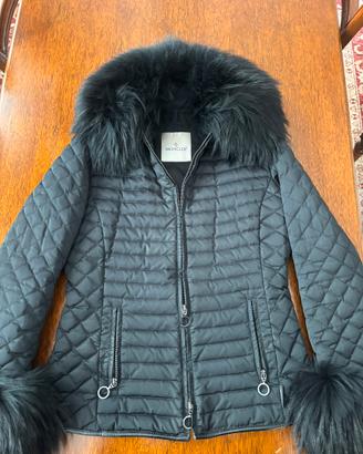 Piumino Monclear Donna Nero con Pelliccia Taglia M