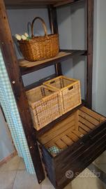 scaffale legno con cassettone