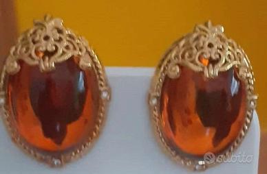 Orecchini clips colore ambra