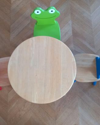 Tavola e 3 sedie per bambini in legno