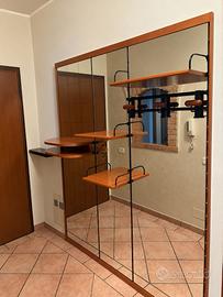 Parete ingresso in rovere componibile con specchi