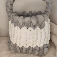 Chunky bag bicolore grigio e bianco handmade